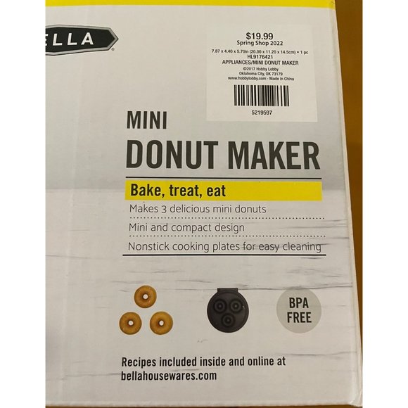 NEW IN BOX Bella Mini 3 Donut Maker Nonstick Coated Teal Blue Dessert Party - Picture 4 of 8